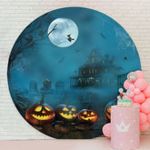 Aperturee - Moon Pumpkin Happy Halloween Circle Backdrop